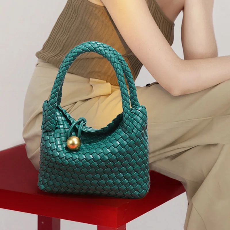 

Wholesales Handwoven Bag Women Stylish Handbag Soft Leather Shoulder Bag Female Cross-body Messenger Hand-Held Small Tote New