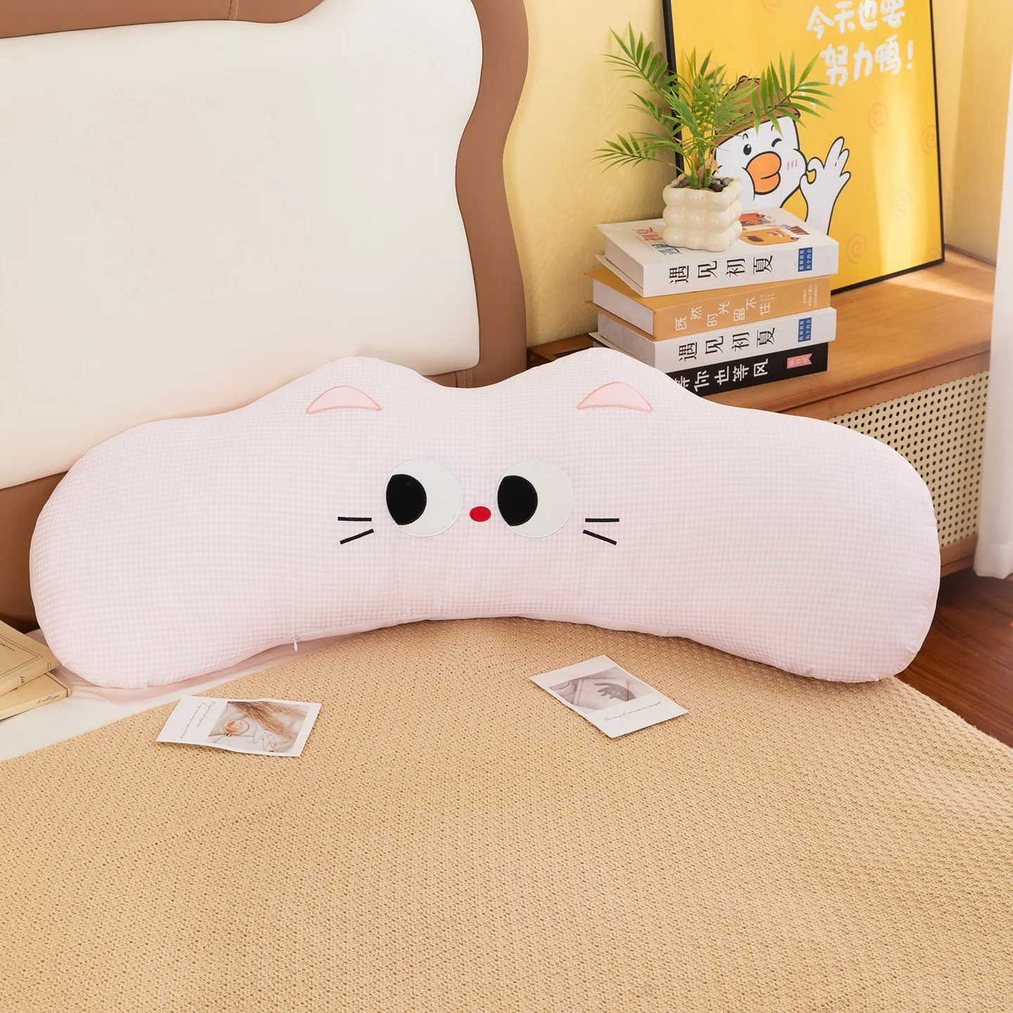 Dopamine Plaid Cat Long Body Pillow Leg Hug Sleep Bedside Cushion Dorm Decor Gift For Girls Super Soft Fluffy Cute Lovely
