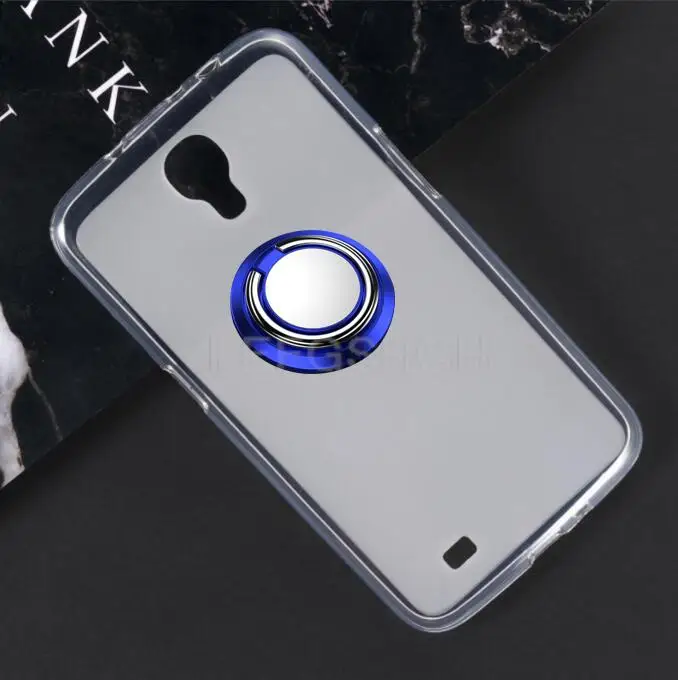 New Fashion Full Cover For Samsung Galaxy Mega 6.3 i9200 i9205 Metal Ring Holder Magnetic TPU Back Phone Case