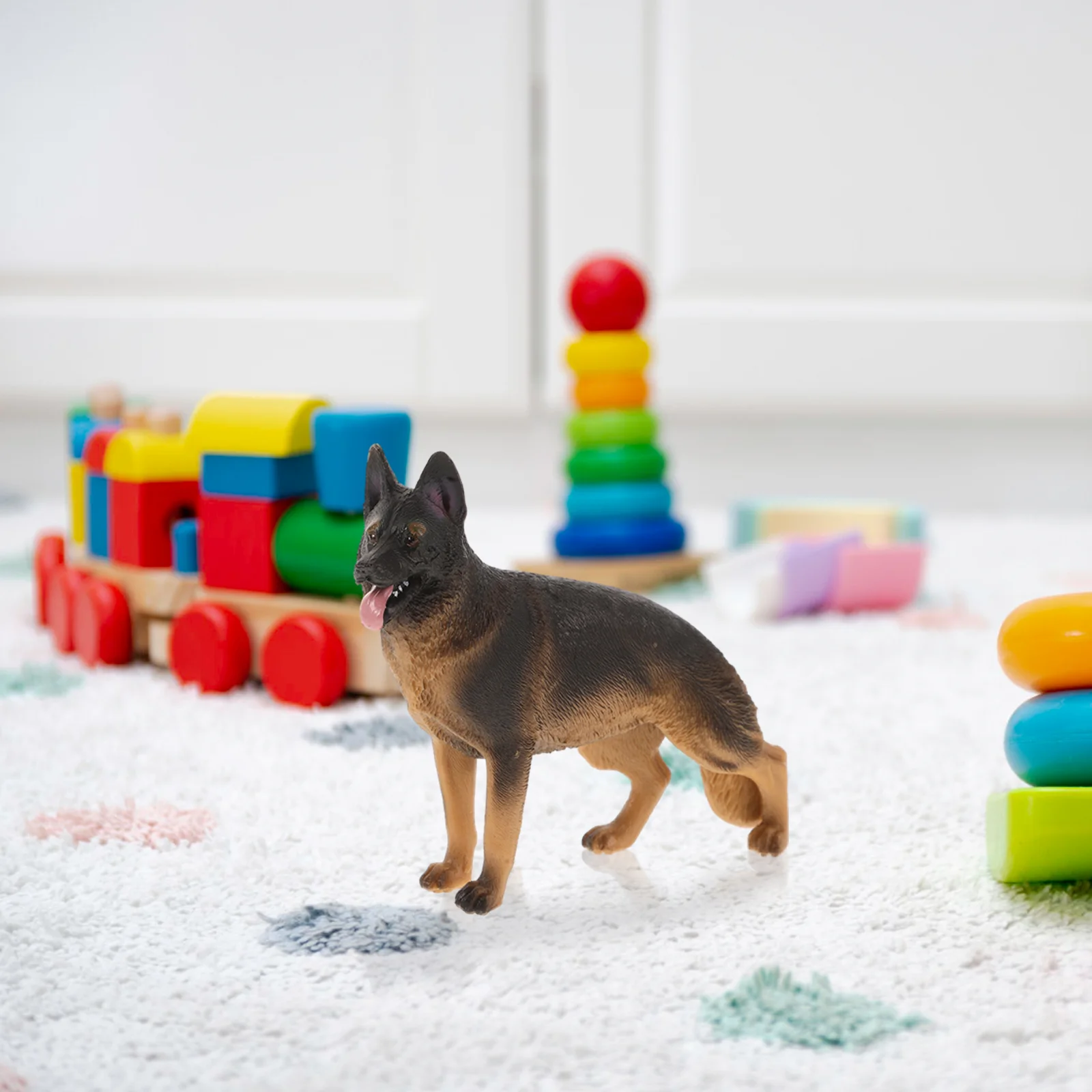 Figura De Cão De Plástico Para Crianças, Mini Modelo De Cão, Pastor Alemão, Estátua, Animal, Figurinhas De Carro, Escultura De Cachorro