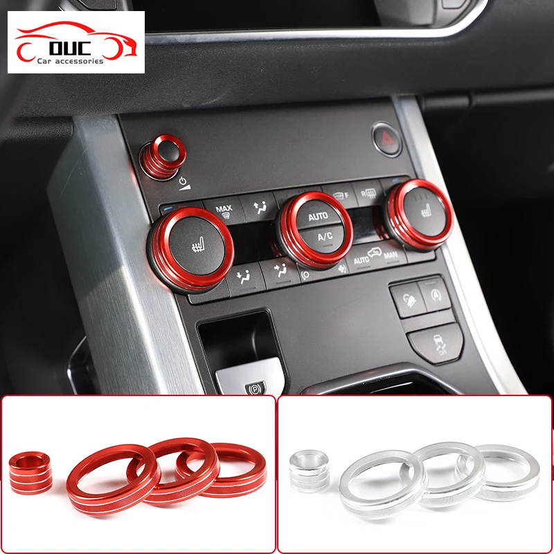 Auto Klimaanlage Drehknopf Audio-Lautstärkeregler Knopf Kreisförmige Dekoration Zierring Abdeckung für Land Rover Range Rover Evoque 2012-2018