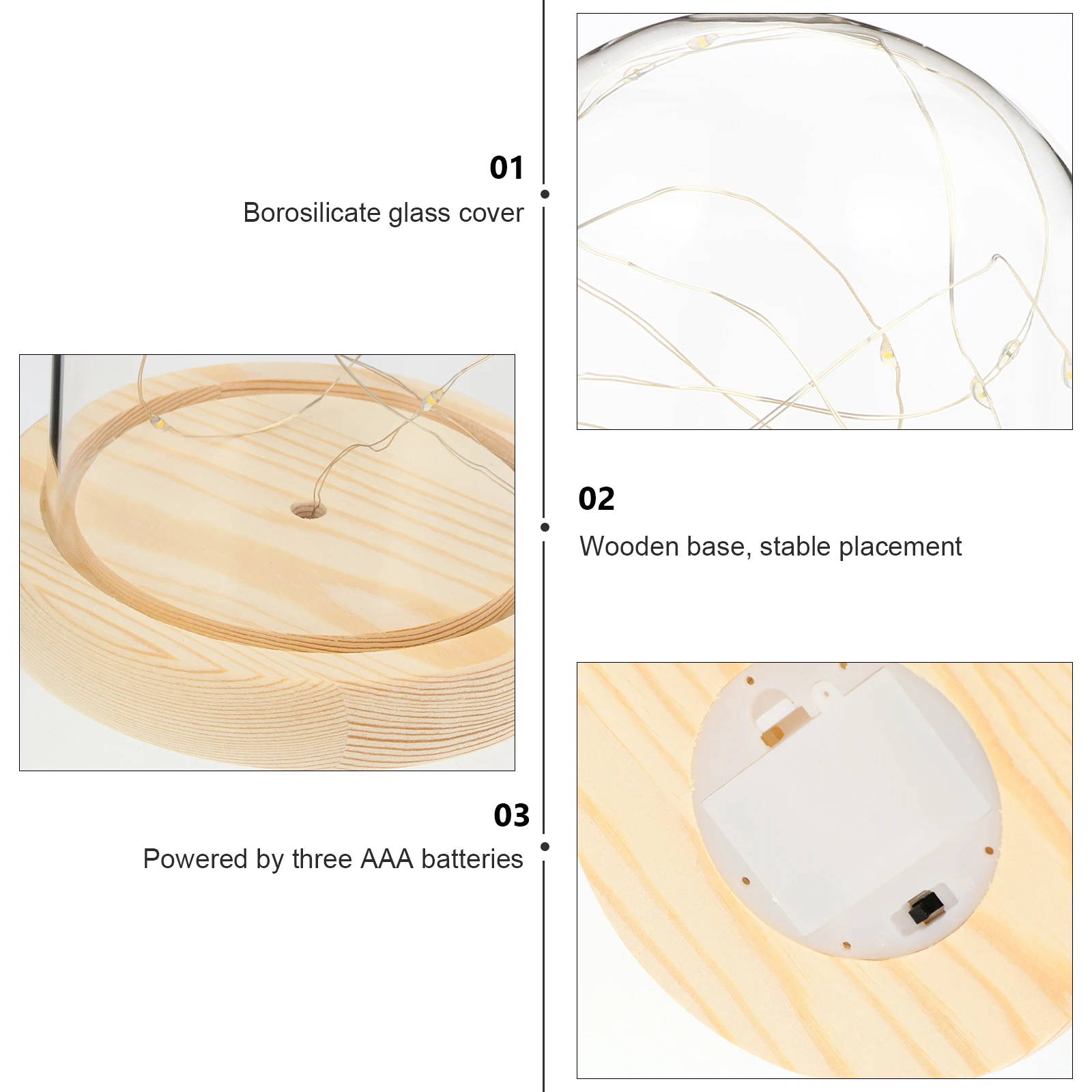 

LED Star Table Lamp Powered Glass Dome Night Light Warm Light Home Decor Office Kids Room Bedside Lamp