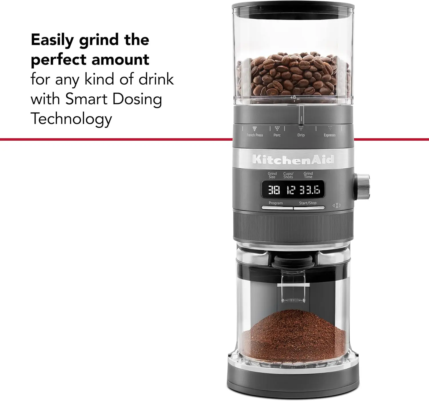 Burr Coffee Grinder - KCG8433 - Matte Charcoal Grey, 10 Oz