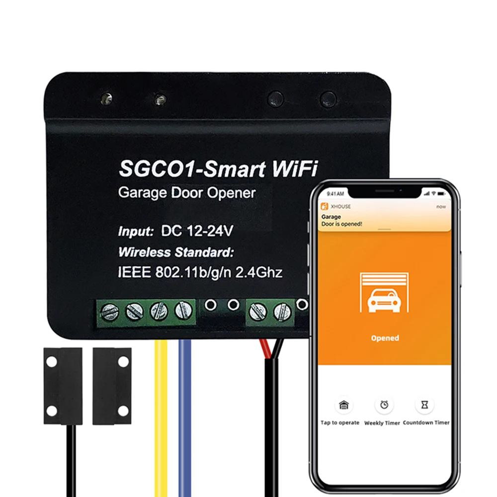 SGC01 24V WiFi Smart Garage Door Opener Controller Box No Hub Require Wireless Remote Control Work With Voice Control Alexa