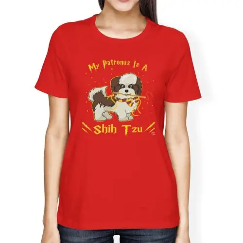 Polarshe 1Tee Womens Loose Fit My Patronus Is A Shihtzu Dog T-Shirt