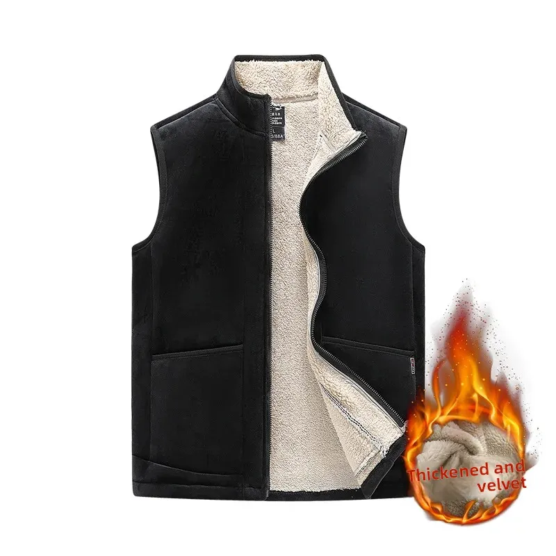 Double-Sided Lamb Velvet Fleece Lined Vest Winter New Style for Middle-Aged And Elderly People Silver Fox Velvet Fleece Vest