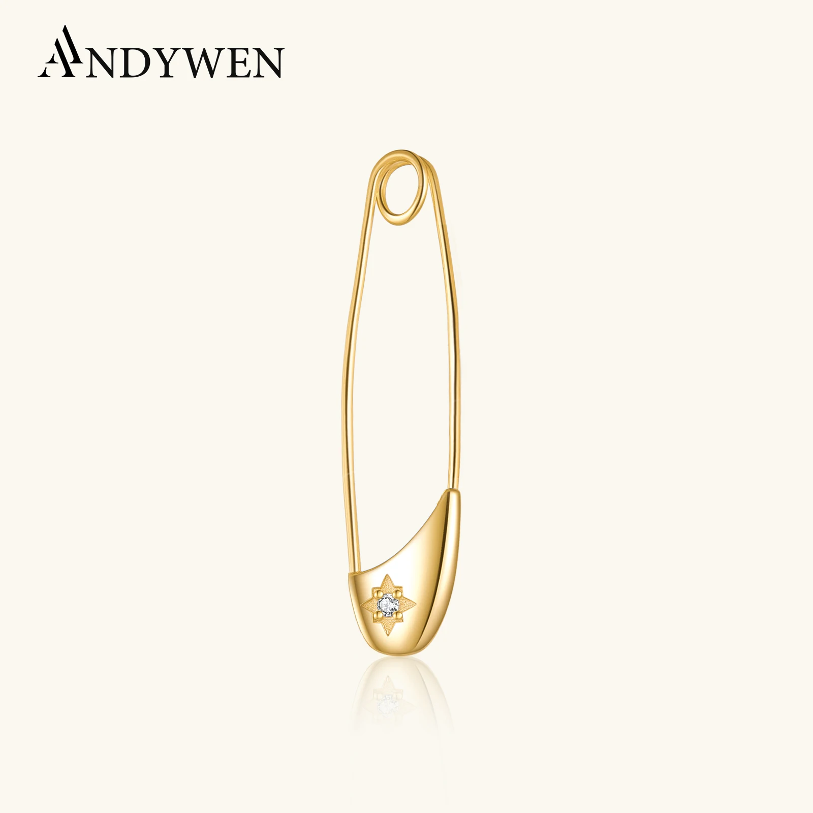 ANDYWEN 925 Sterling Silver Gold Hoops Thread Pin Long Earring Rock Punk Pendiente Piercing Slim Luxury Zircon Jewelry Gift