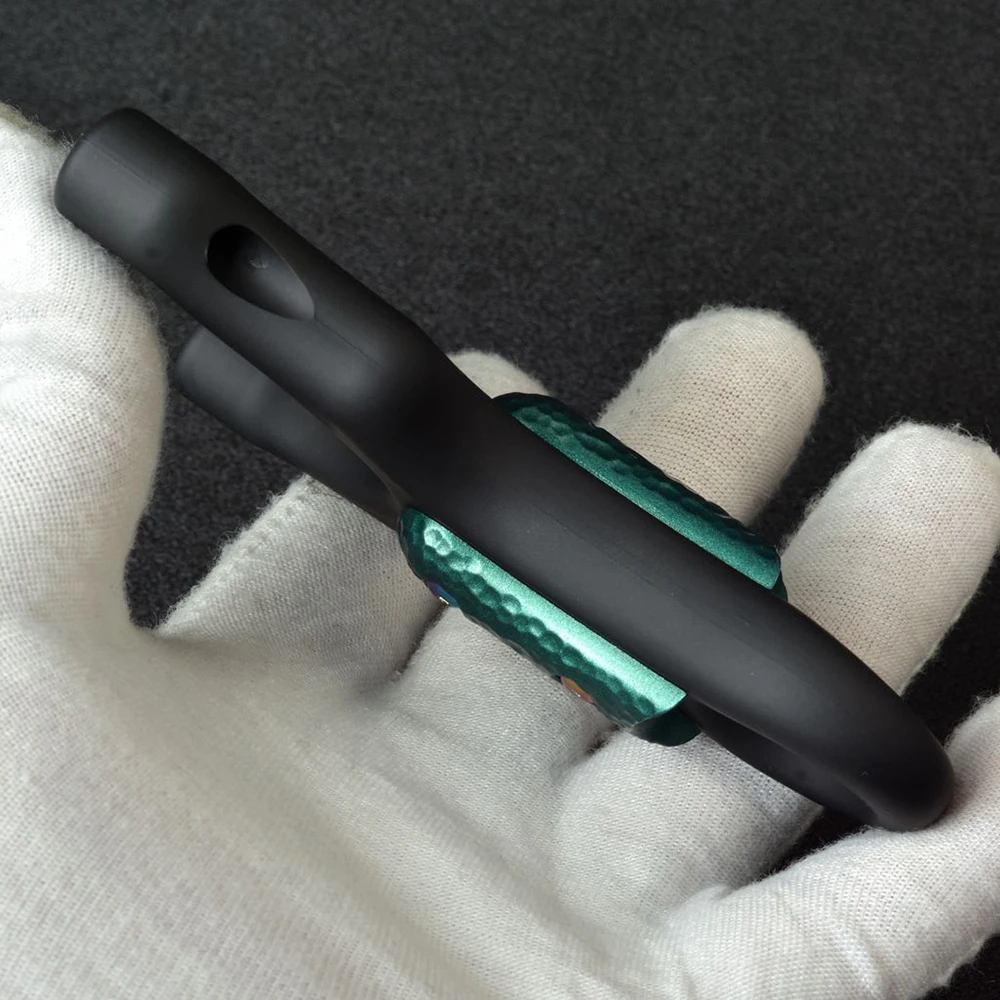 Polycarbonate Y-Shaped Slingshot with Upturned Round Fork, Finger Ring & Green Scale Inlay for Outdoor Practice