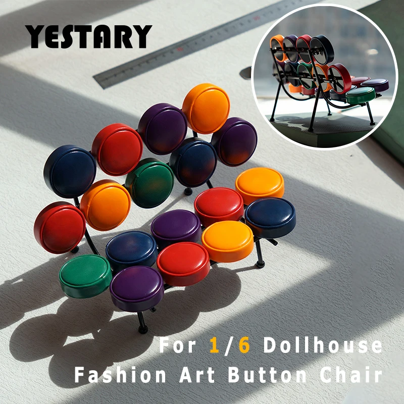 YESTARY 1/6 Doll House Furniture Fashion Art Button Sofa Bjd Doll House Miniature Accessories Designer Sofa For Blythe Dolls