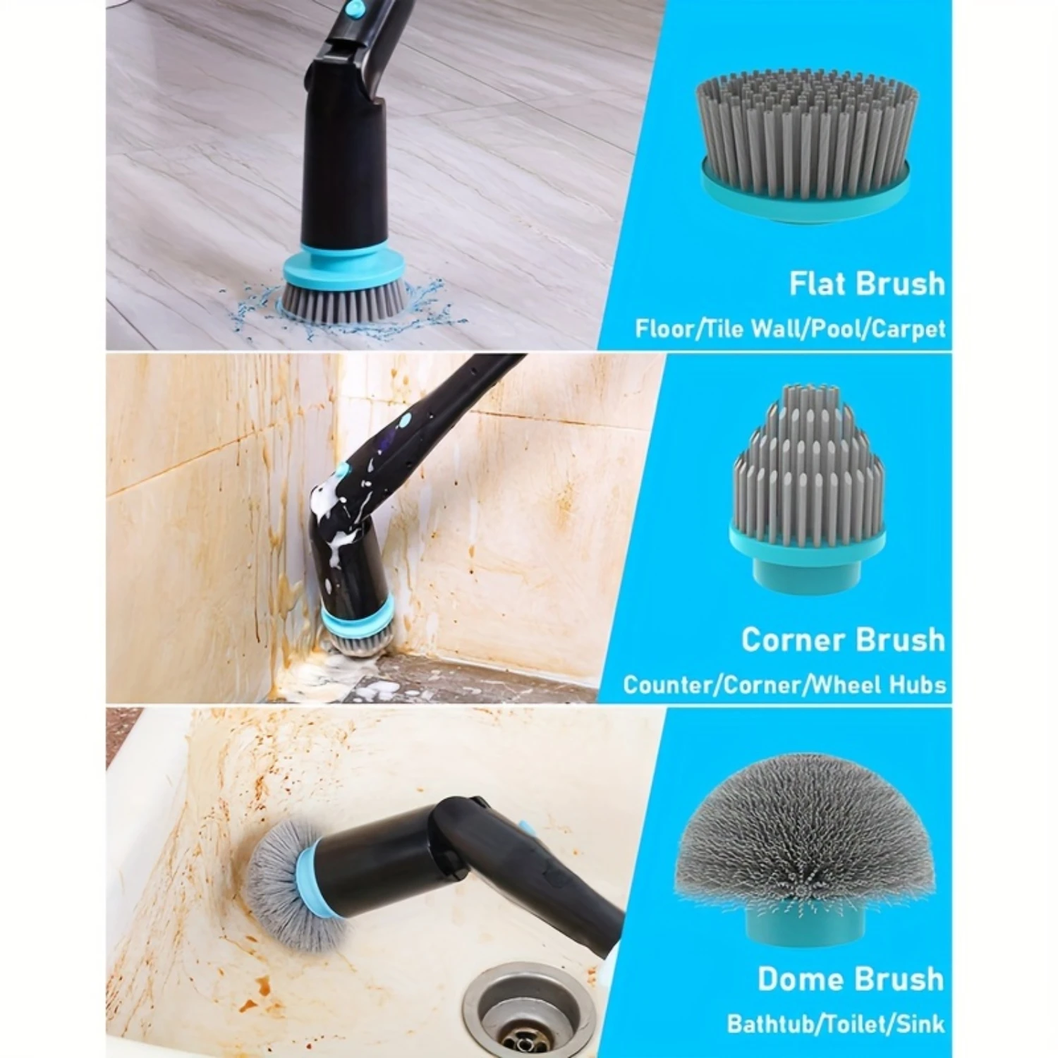 Electric Spin Scrubber, Electric Cleaning Brush - 2 Speeds, Cordless Power Spinning Cleaner Brush, Handheld Shower With 7 Replac