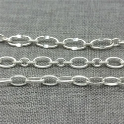 925 Sterling Silver Bulk Unfinished Oval Tapped Figaro Rolo Chain for Jewelry Making 100cm/3.28ft
