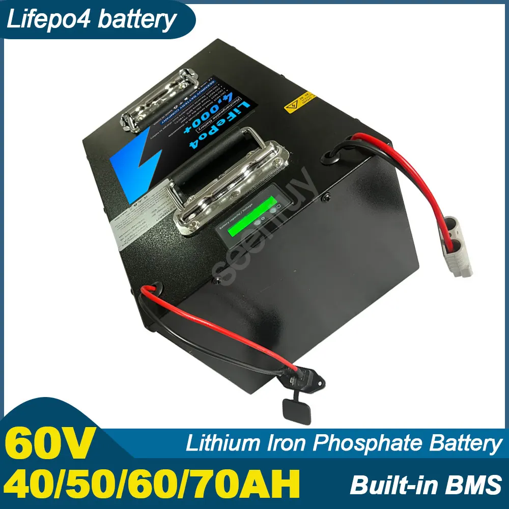 60V 40AH 50AH 60Ah 70AH Lifepo4 With Charger Lithium Iron Phosphate Battery Perfect For Ebike Tricycle Motorcycle Scooter