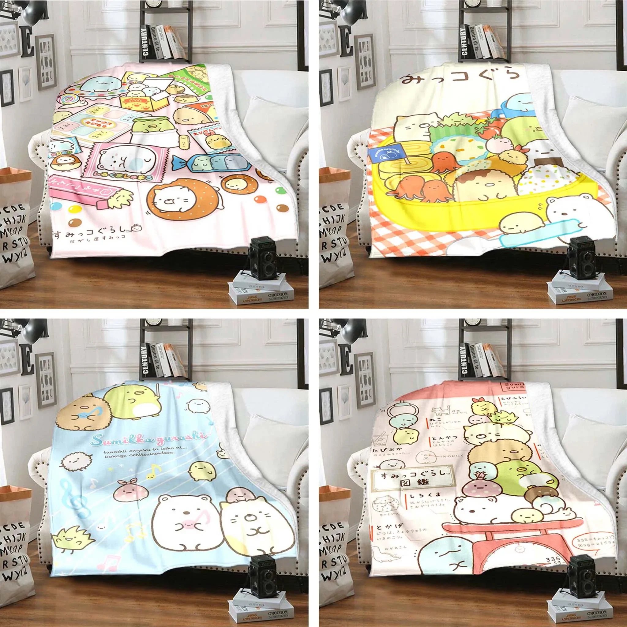 

Cute Sumikko Gurashi Cartoon Flannel Throw Blanket Ultra Soft Thin Blanket Living Room Bedroom Sofa Covers Office Warm Blanket