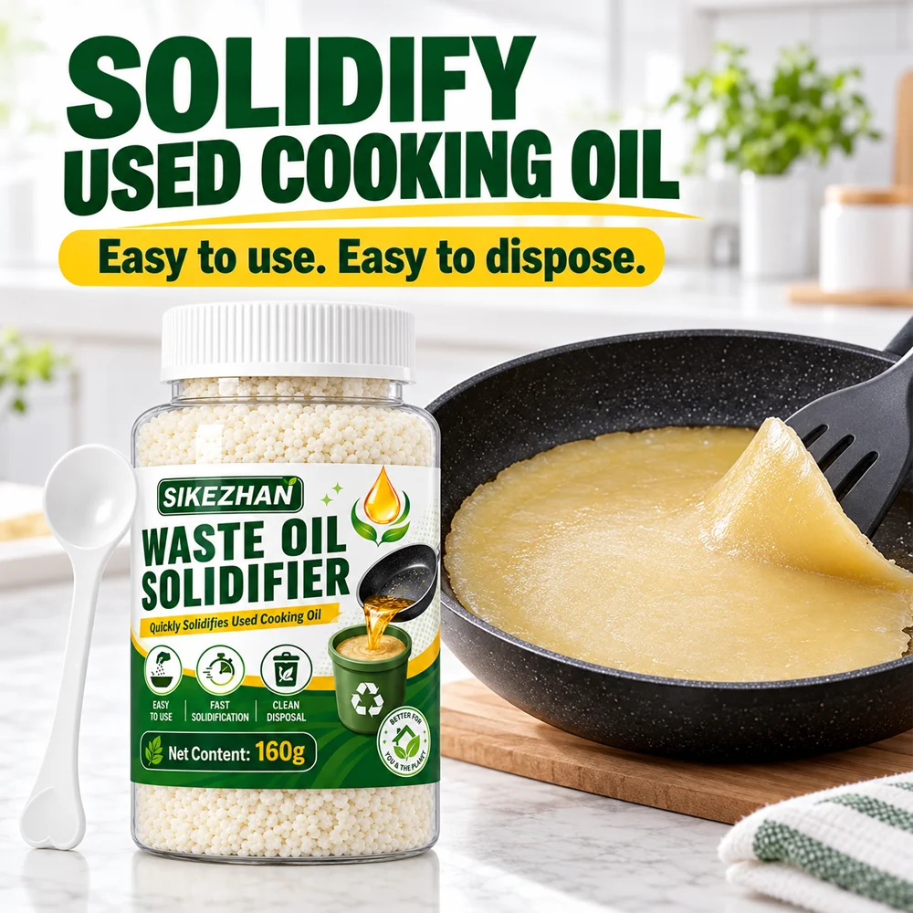 Plant-Based Cooking Oil Solidifier Powder with Scoop, Waste Grease Hardener for Easy Kitchen Cleanup, Solidifies Up to 24 Cups