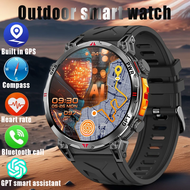

New GPS Smart Watch - AMOLED Screen 3ATM Waterproof Fitness Tracker Heart Rate Monitor BT Call 650mAh Professional Sports Watch