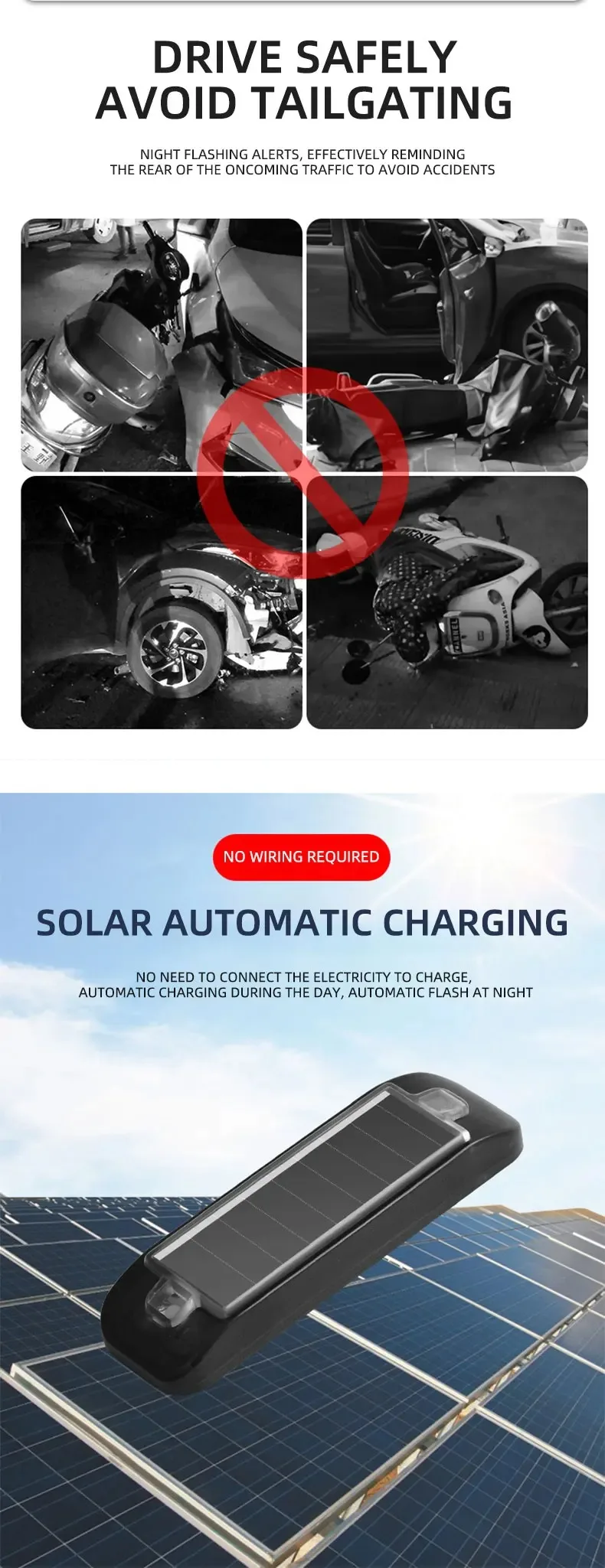 Mini LED Solar Power Car Warning Light Wireless Anti-Theft Simulated Alarm Caution Lamp Night Security Flashing Dummy Alarm