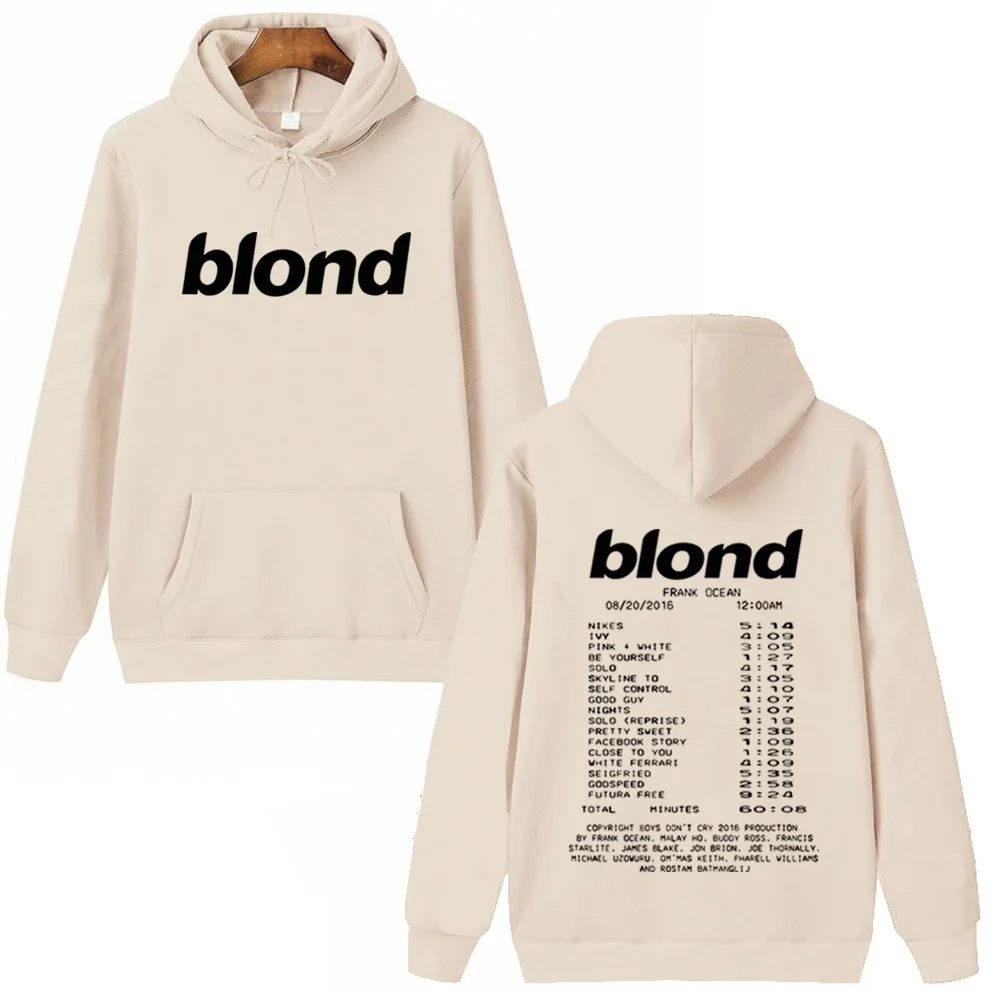 Frank Ocean Blonde Hoodie Man Woman Harajuku Hip Hop Pullover Tops Sweatshirt Music Fans Gift