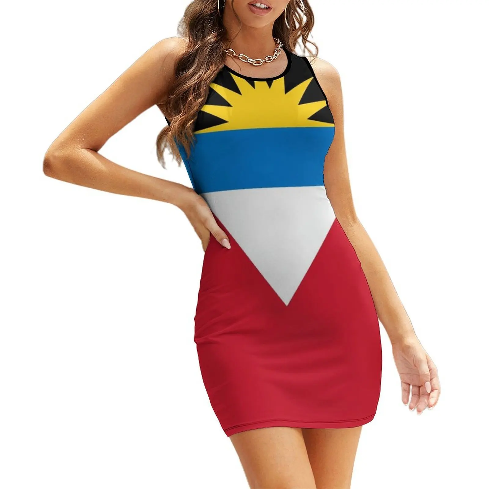 

Flag of Antigua and Barbuda Sleeveless Sundress dresses with long sleeves dress women summer Woman's evening dress
