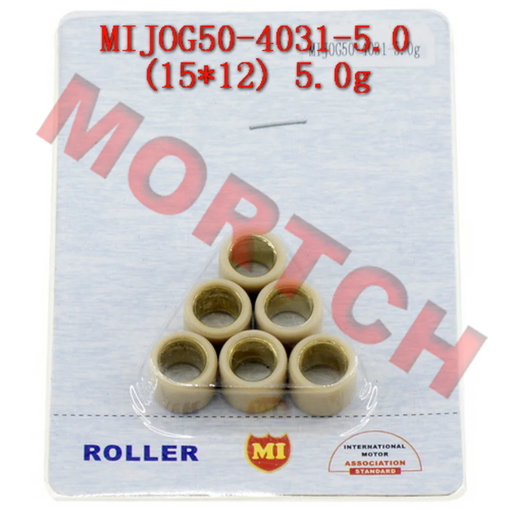 6pc 15x12mm Variator Sliding Weight Roller Set 5g 6g 7g For Keeway Yamaha Minarelli JOG 50 90 BWS Aerox Neo'S 100 1PE40QMB