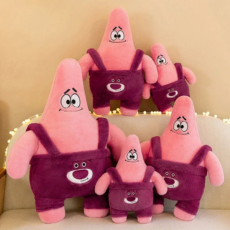 75CM Big Size SpongeBob SquarePants Stuffed Animal Cute Strawberry Bear Patrick Star Doll Room Decoration Toy Holiday Gift