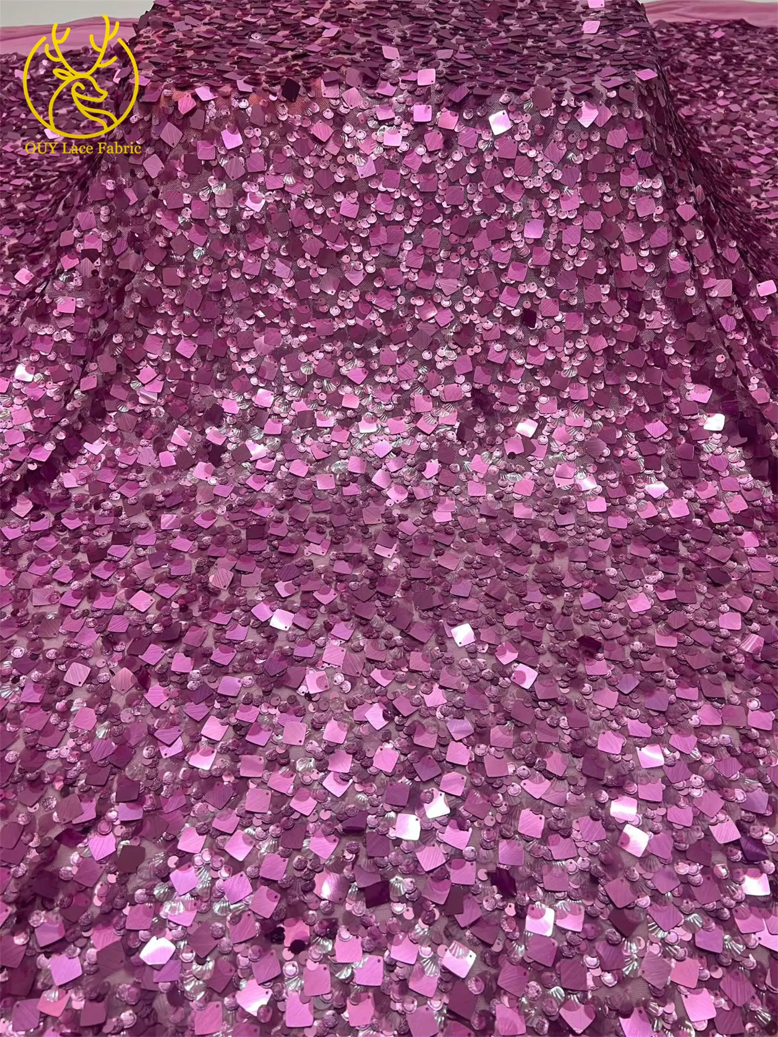 Neuer Stil, hochwertiger Tüll-Pailletten-Spitzenstoff, 2026, luxuriöser afrikanischer Spitzenstoff für nigerianische Hochzeiten, Abendkleider, Nähen, 5 Yards – Detail 12