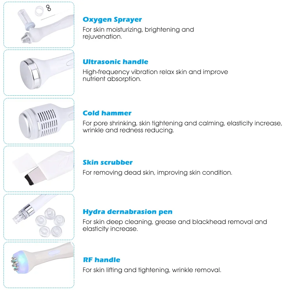 하이드로 박피술 기계, 아쿠아 필링, 피부 타이트닝, 얼굴 스킨 케어, 수화 페이셜 기계, 7 in 1