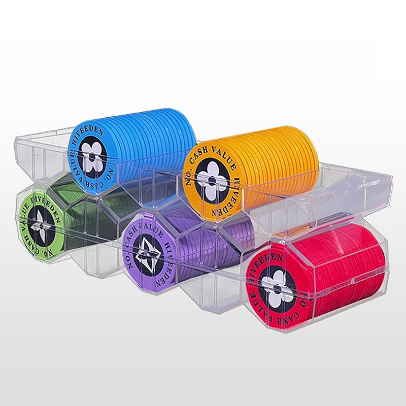 

100 Chips Poker Chips Box Acrylic Fine Chips Transparent Box Casino Gambling Chips Storage Case With Covers