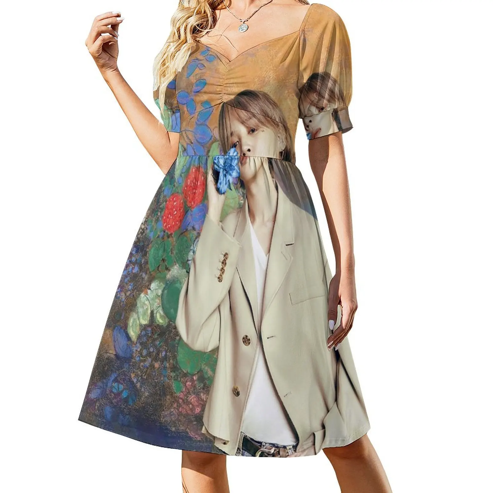 

Jimin Among the Flowers Short-Sleeved Dress Women's skirt Evening dresses