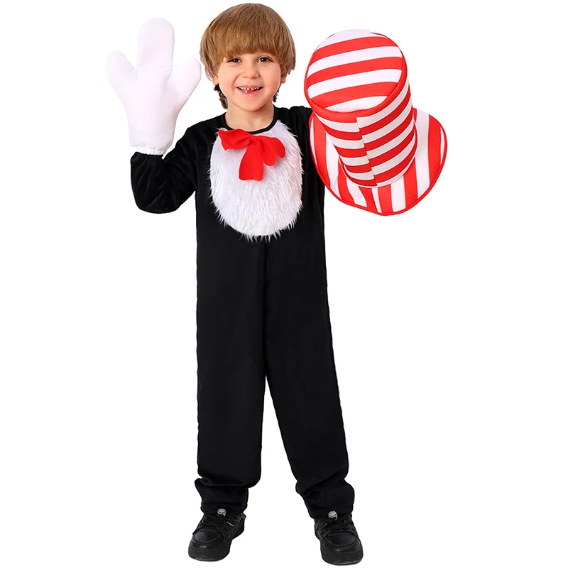 

Классический наряд Niño Storybook, нарядное платье котенка, шляпа Enfant Cat, карнавальный костюм на Хэллоуин