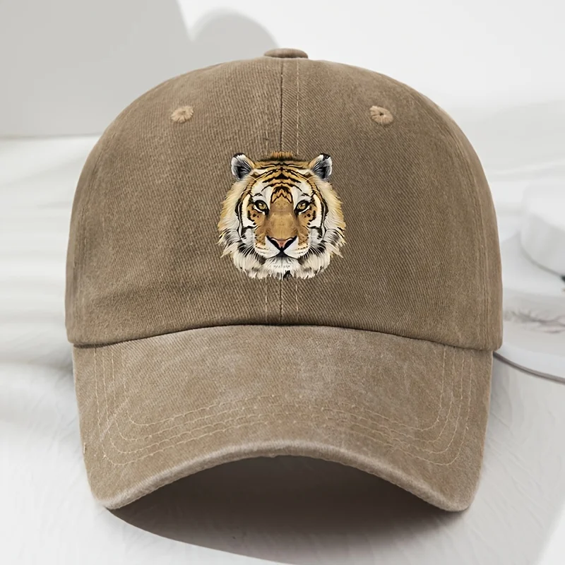 Soft-Top-Baseballkappe mit Tiger-Print, Retro-verstellbare Outdoor-Sport-, Angel-, Camping- und Wanderkappe
