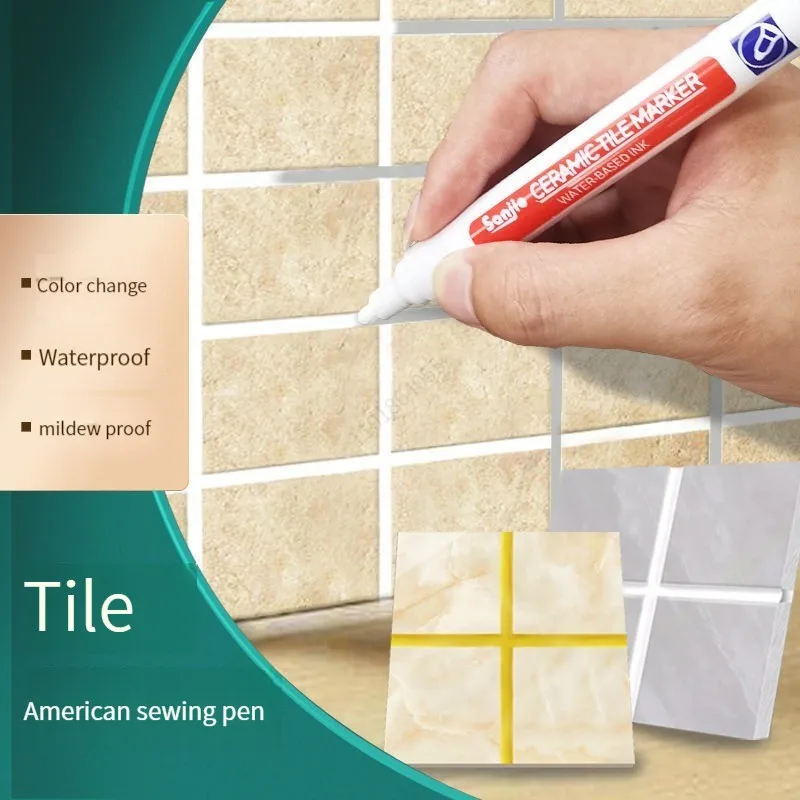 12 لون مقاوم للماء الأبيض الجص بلاط خطوط أقلام خطاط (ماركر) الفجوات إصلاح الحمام الخزف ملء الجص الطلاء وقلم السدادة #2