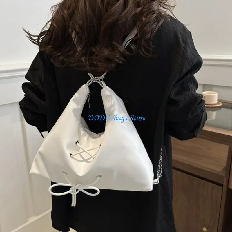 

Student Book Bag Women PU Leather Crossbody Bag Backpack Chain Shoulder Bag