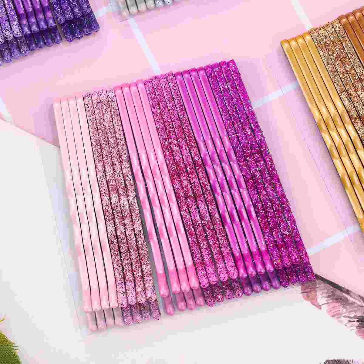 96pcs Hair Clips Stoving Varnish Hair Metal Styling Barrettes (Golden, Pink, Purple and Black Each Sheet)