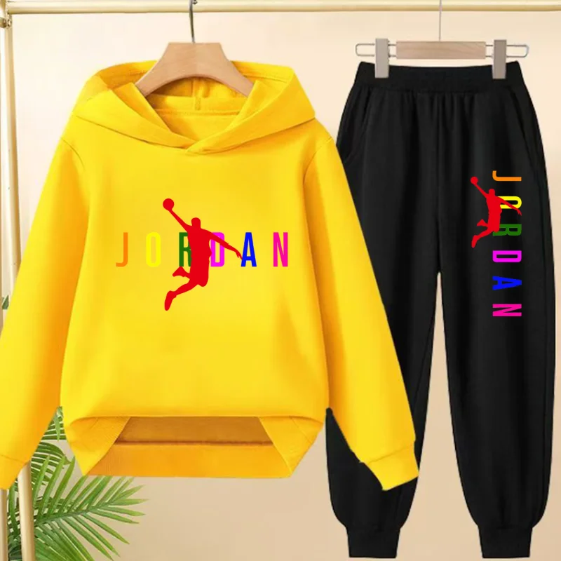 

Kids Girls Boy 3-12Y Spring Autumn Classic Top Letters Clothes Hoodie Casual Sweatshirts+Pants Two-Piece Set Charming Sports Set