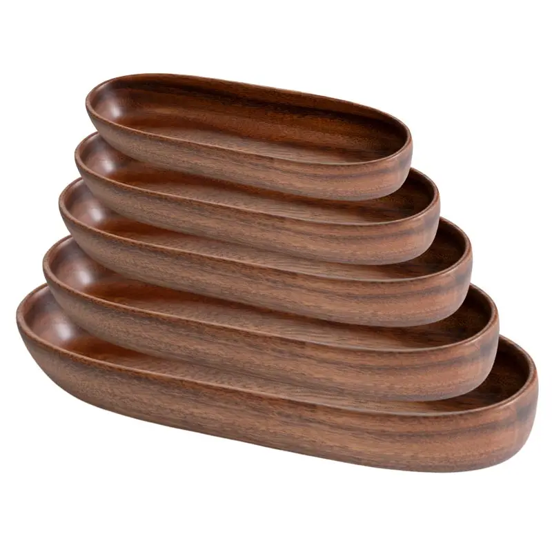 

Walnut Wood Boat Shaped Bowl Creative Salad Bowl Fruit Bowl Mandarin Duck Plate Dishes Mixing Dough Bowls Food Bread Tray