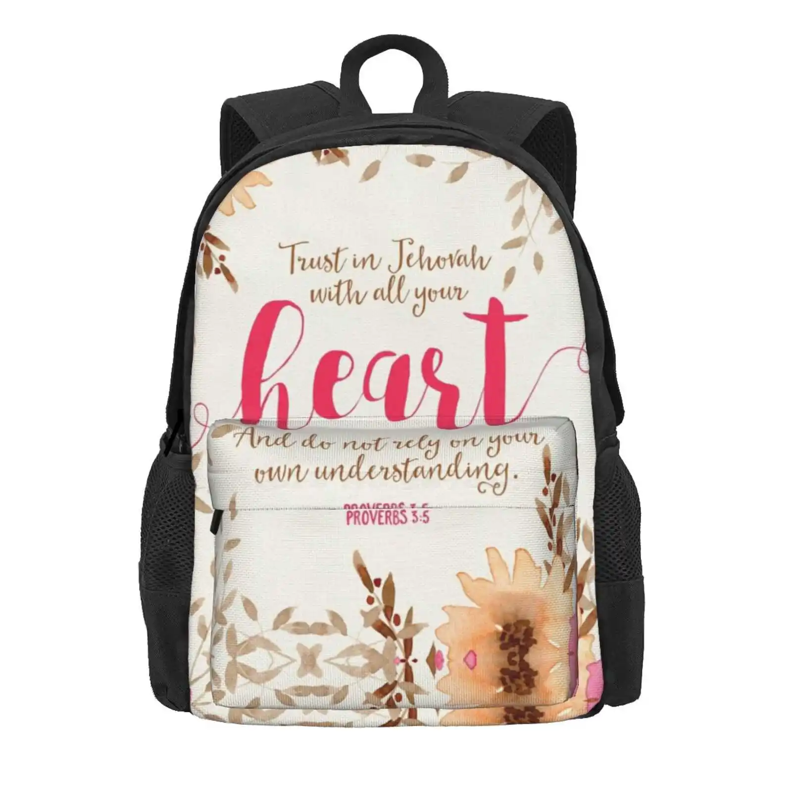 Proverbs 3:5 Hot Sale Schoolbag Backpack Fashion Bags Proverbs 3 5 Jw Arts And Crafts Jenielson Design Bible Verse