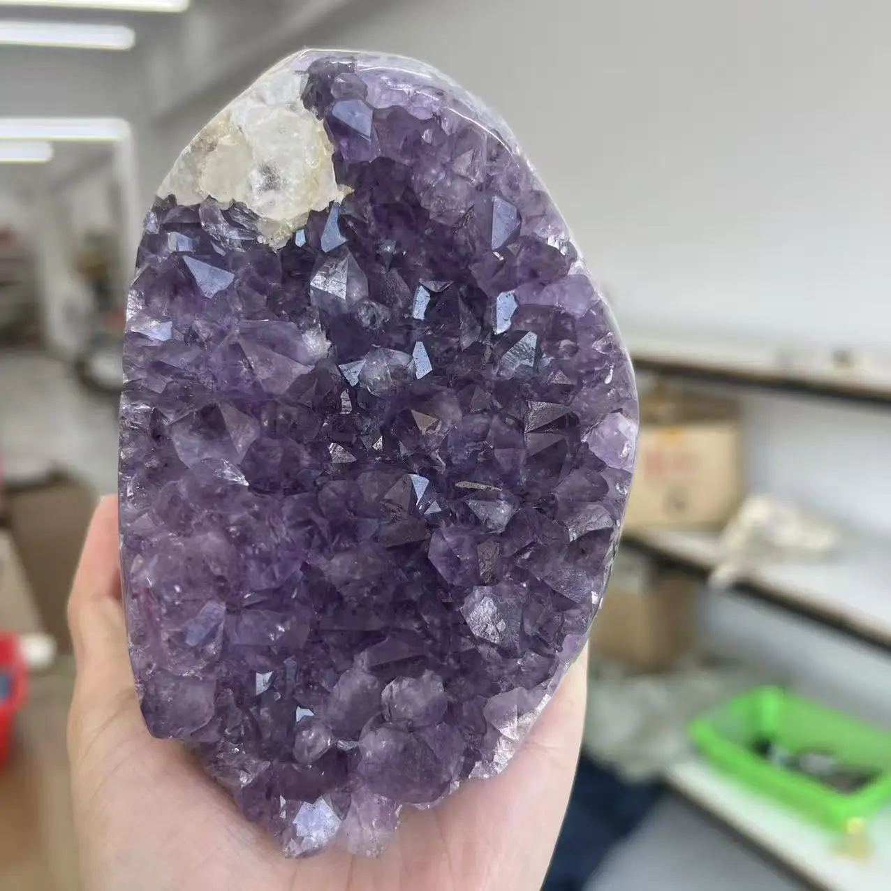 1232g 10.5cm Natural Uruguay Dream Amethyst Quartz Crystal Cluster stand