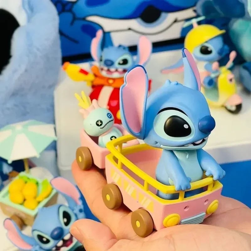 8cm Lilo Stitch Anime Figures Stitch Figure Trip Collection Blind Box Anime Surprise Box Mystery Stich Riding Doll Ornament G'I'