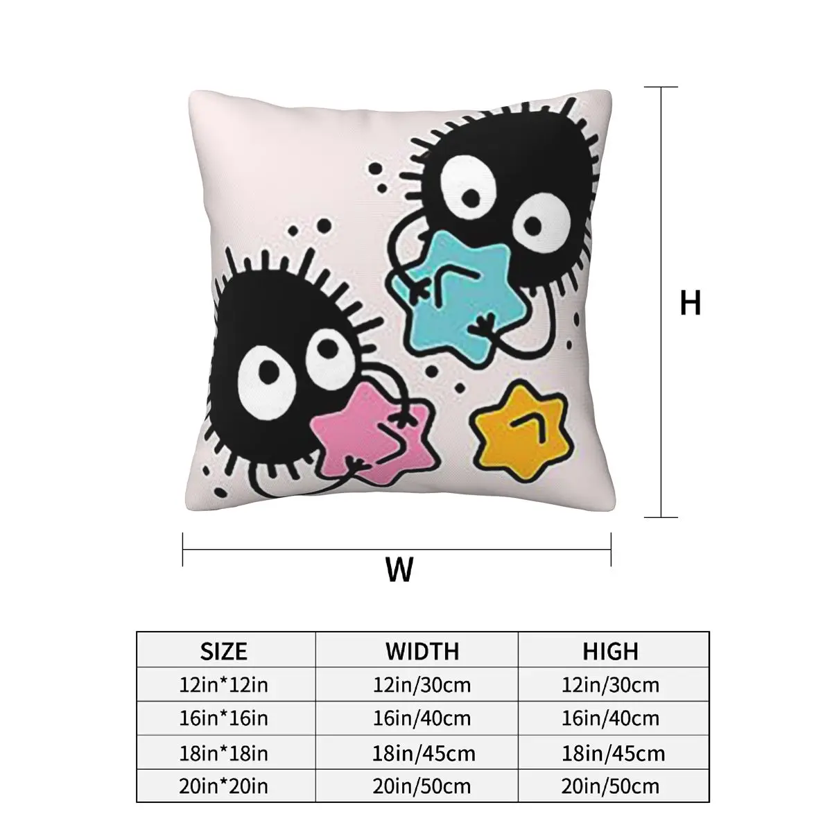 Soot Studio Ghibli 2 pcs Square Pillowcase Pillow Cover Cushion Zip Decorative Comfort Throw Pillow for Home Bedroom