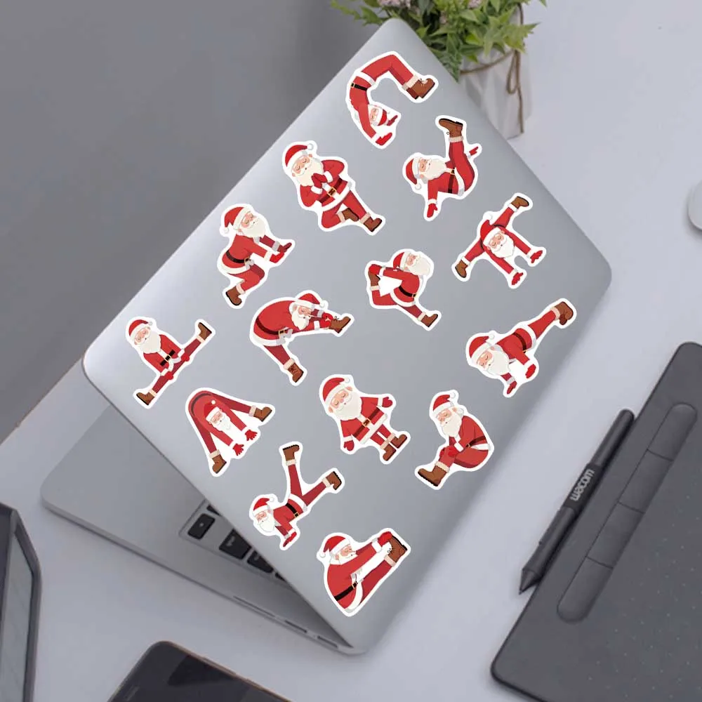 50 قطعة من ملصقات عيد الميلاد المضحكة الكرتونية لليوجا سانتا كلوز لخزانة الثلاجة والكمبيوتر المحمول والهاتف ملصق تزيين هدية عيد الميلاد #5