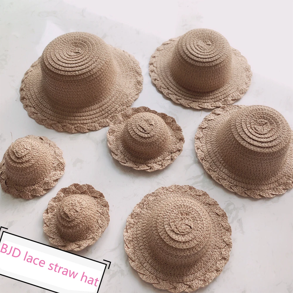 

L01-X022 children toy BJD DD SD MSD 1/4 blyth 20cm doll accessory Deep khaki straw woven hat 1pcs