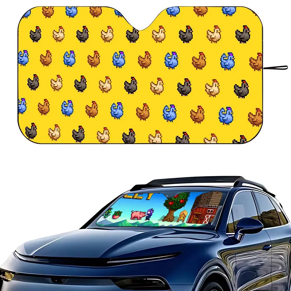 S-Stardew Valley لعبة مظلة السيارات الستائر 130x70 سنتيمتر سيارة ظلة غطاء الزجاج الأمامي UV حماية السيارات قناع اكسسوارات للسيارات #2