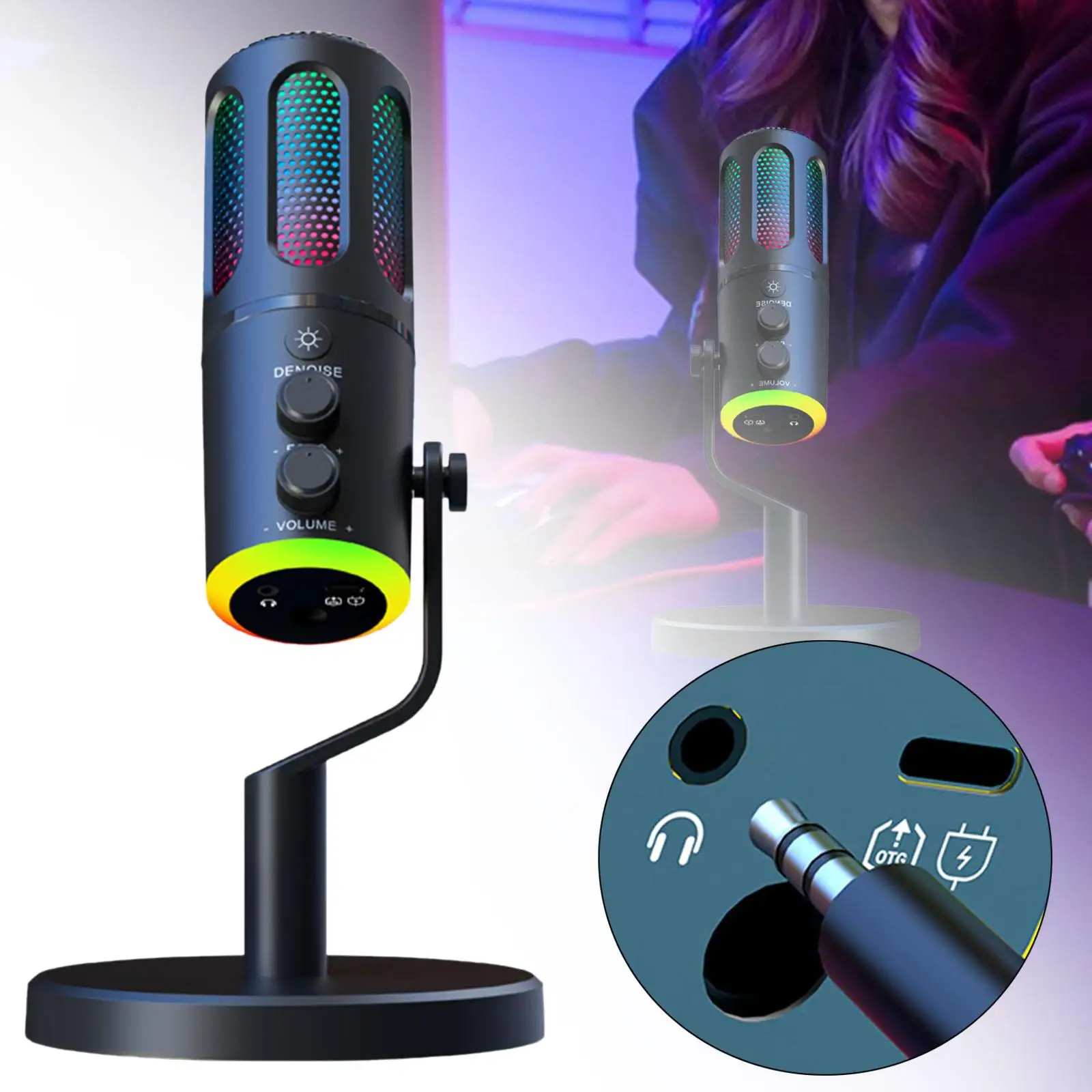 Noise Cancellation Condenser Podcast Mic Desktop for Laptop Streaming PC