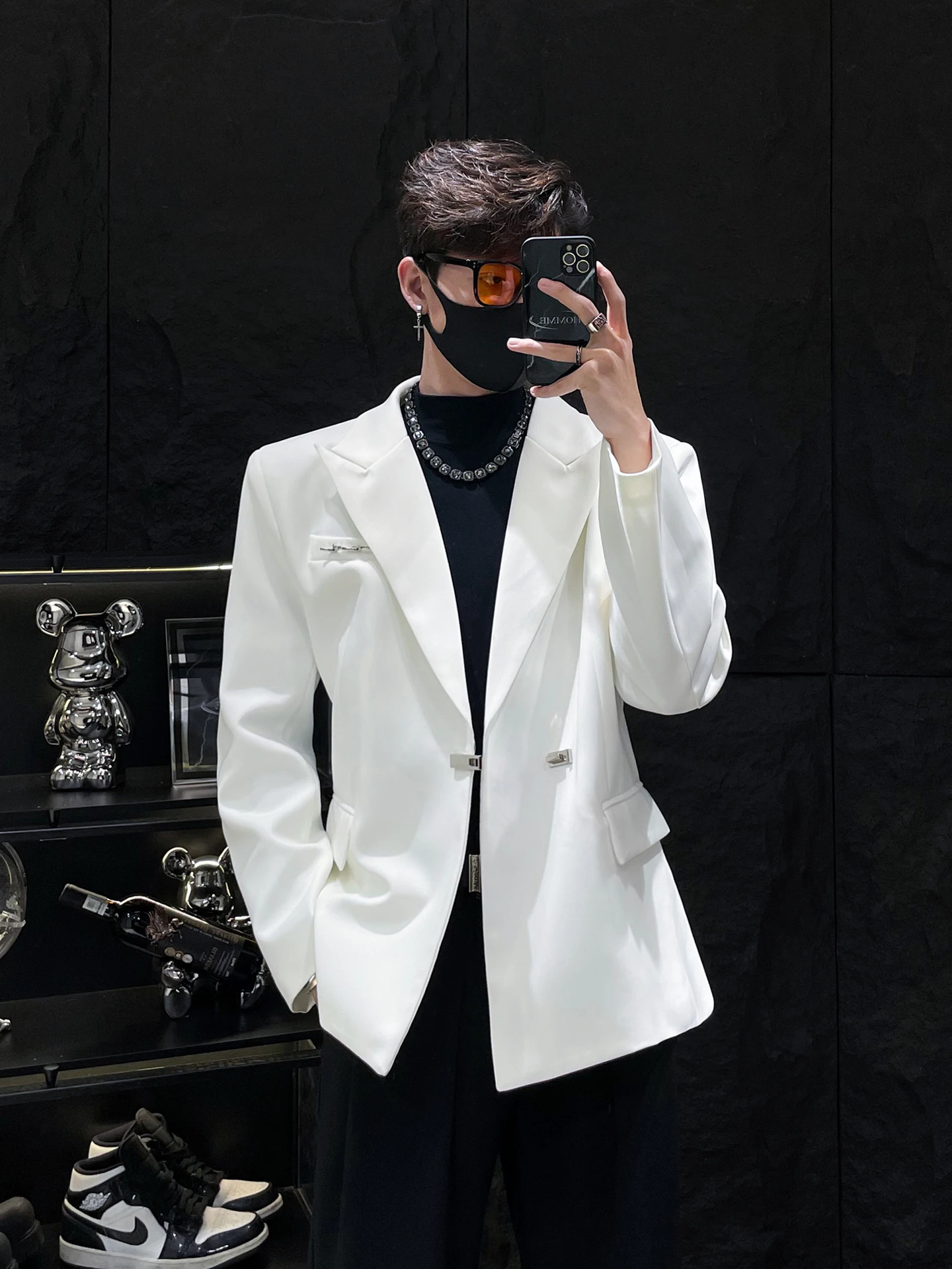 

Мужской костюм HOMME: пиджак с металлическими накладками на плечах, повседневный, универсальный, с длинными рукавами, для весенне-осеннего сезона, стандартной длины, модный