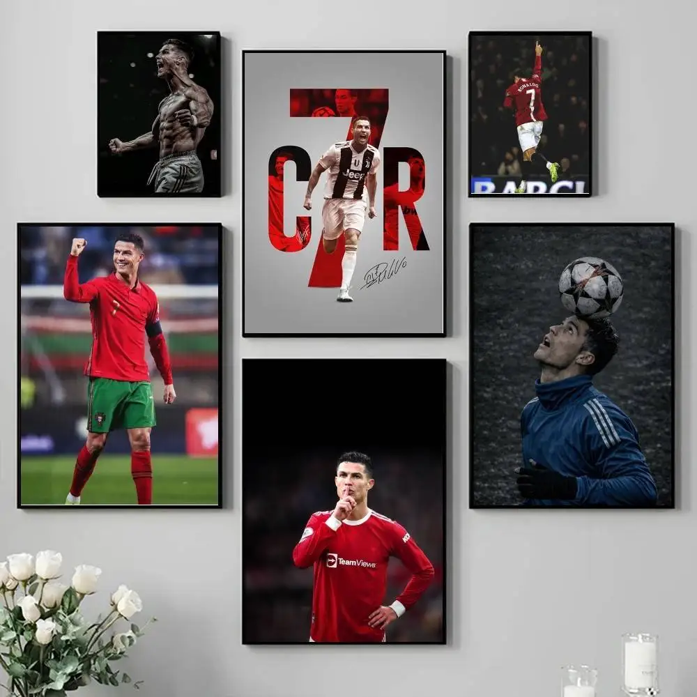 Athlete C-Cristiano R-Ronaldo  Poster Self-adhesive Art Waterproof Paper Sticker Coffee House Bar Room Wall Decor
