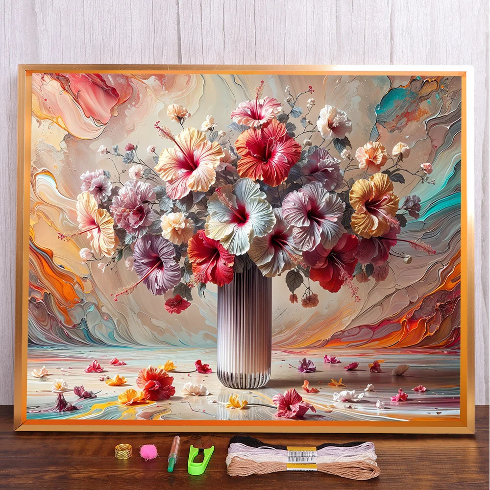 

Flowers Morning Glory Printed Canvas 11CT Cross Stitch Embroidery Set Handicraft Handmade Hobby Craft For Adults Package Design