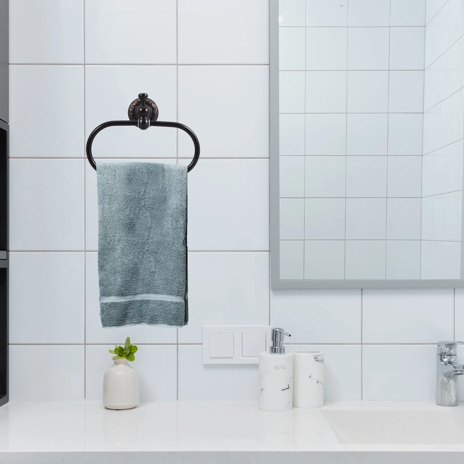 

Медное кольцо-держатель для полотенец овальной формы, настенное, экономящее место, для ванной комнаты, современное, декоративное, нержавеющее, сверхпрочное, для кухни