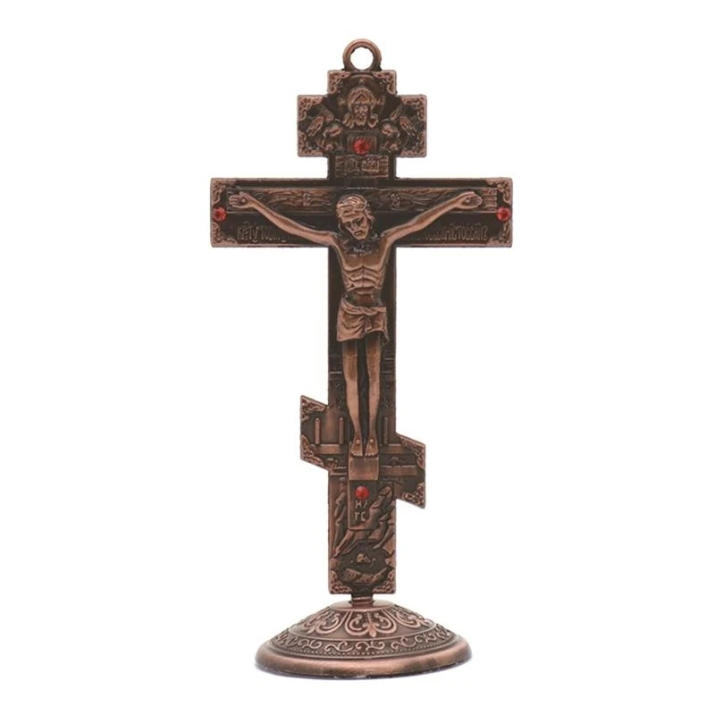XX9B Metal Vintage for Cross Figurine Jesus Crucified Christian Catholic Art Statue
