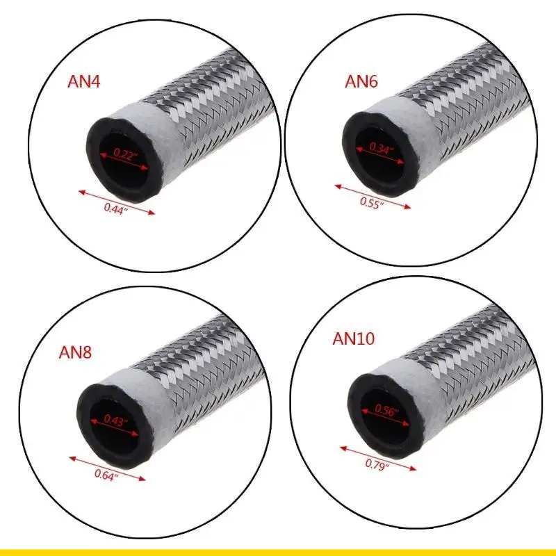 

SZCH Motorcycle Braided Stainless Steel Brake Gas Oil Line Hose AN4 AN6 AN8 AN10 Automotive Replacement Hose