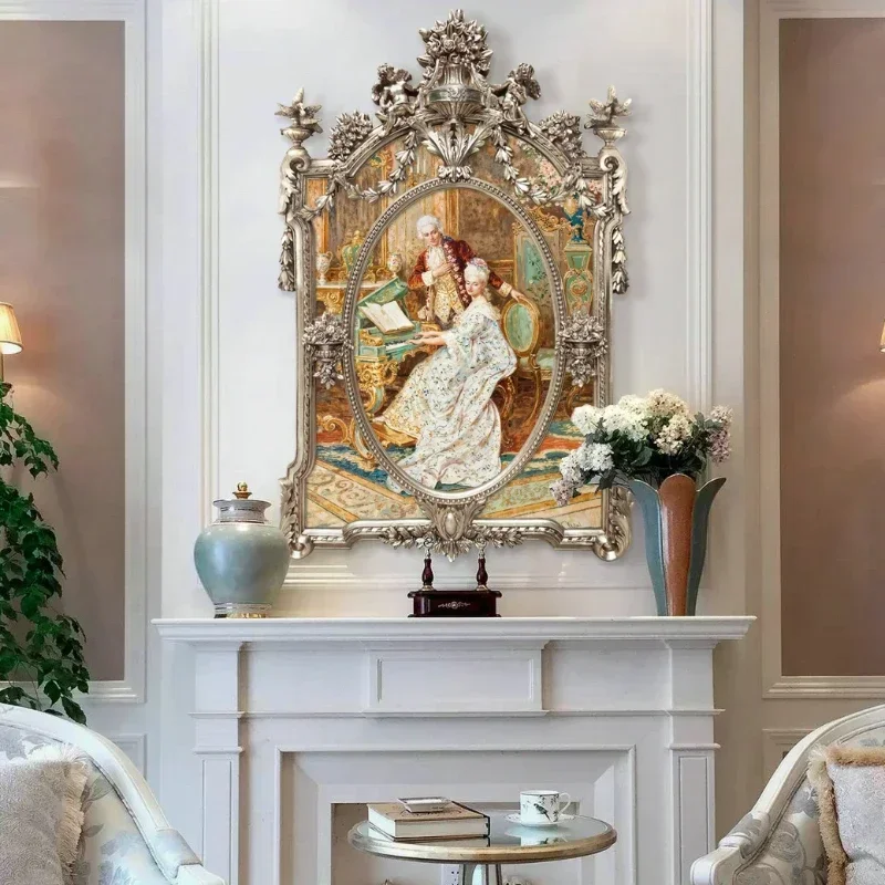 

high-end mural hanging in the entrance, French court figures, handmade three-dimensional large, European decorative paintings Ho